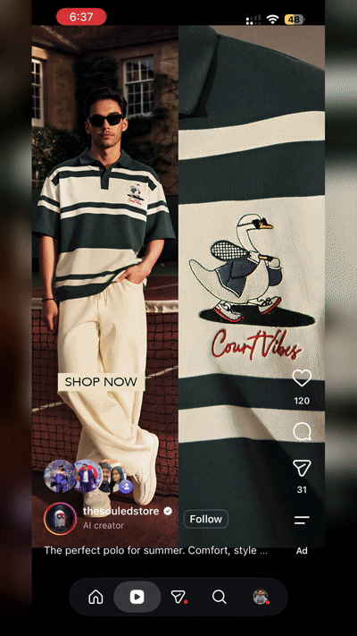Instagram reel commerce ad preview