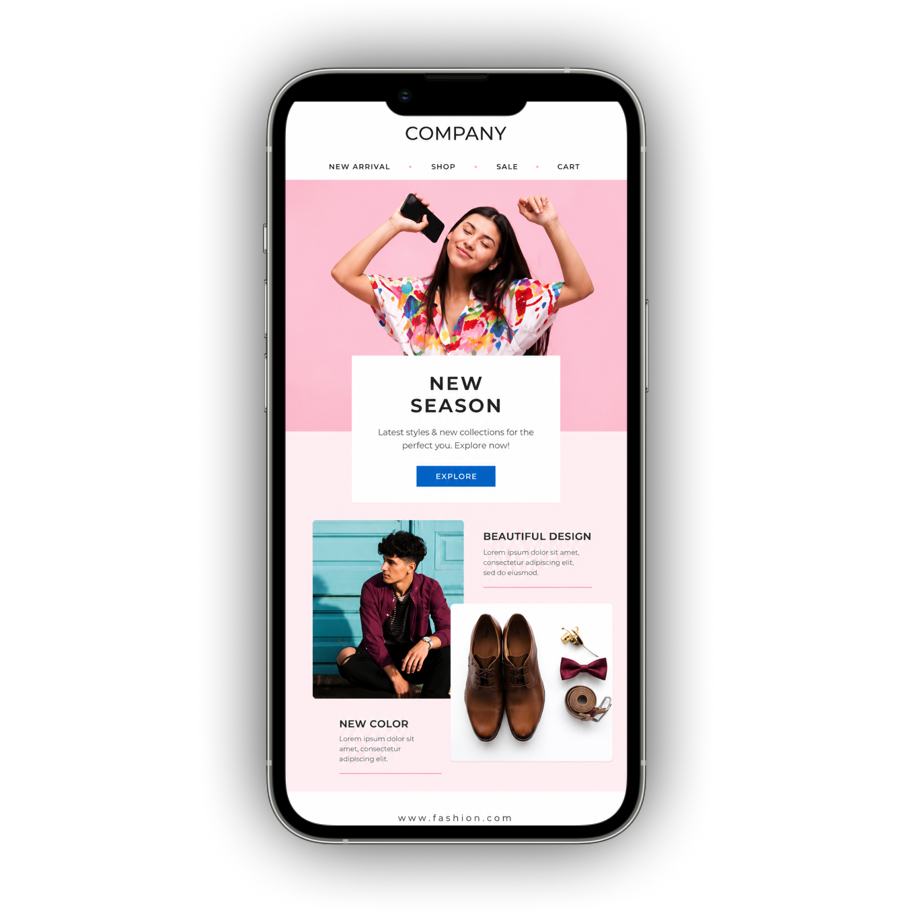 Email marketing campaign preview on a mobile phone