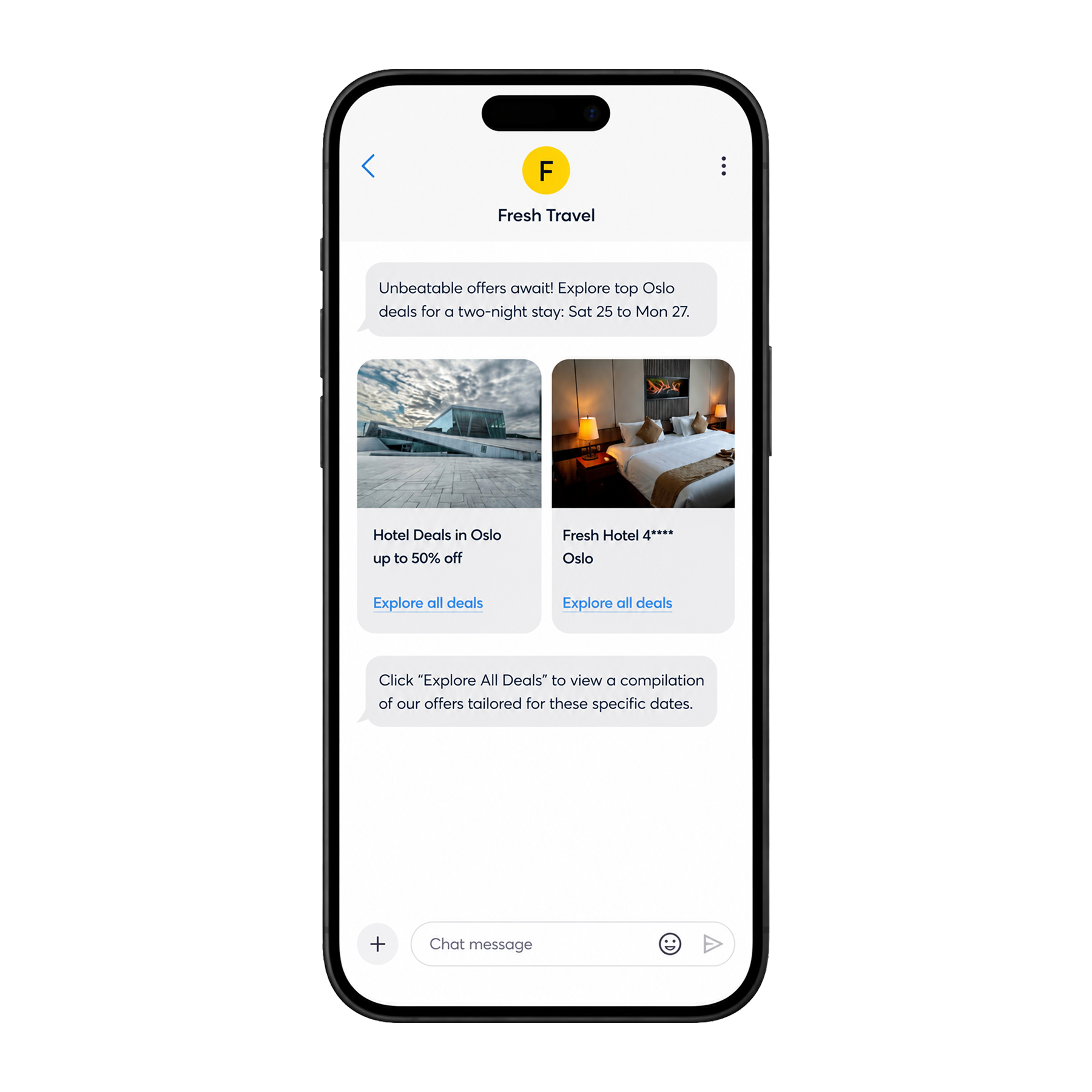 RCS rich message campaign preview on a mobile phone