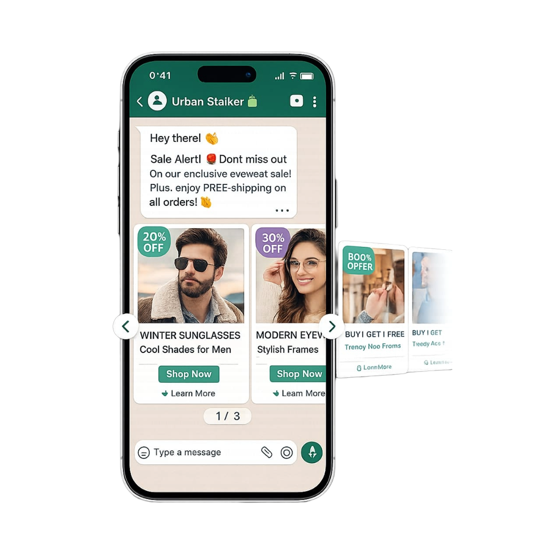WhatsApp product carousel campaign preview